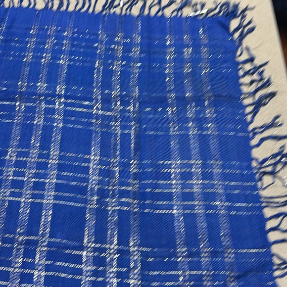 Beautiful royal blue square 31” by 31” table topper, shawl, or scarf. You decide - Picture 8 of 12